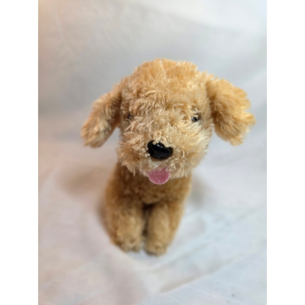 Walmart Tan Puppy Dog Plush Stuffed Animal Teal Collar Shaggy Gold Brown Fur